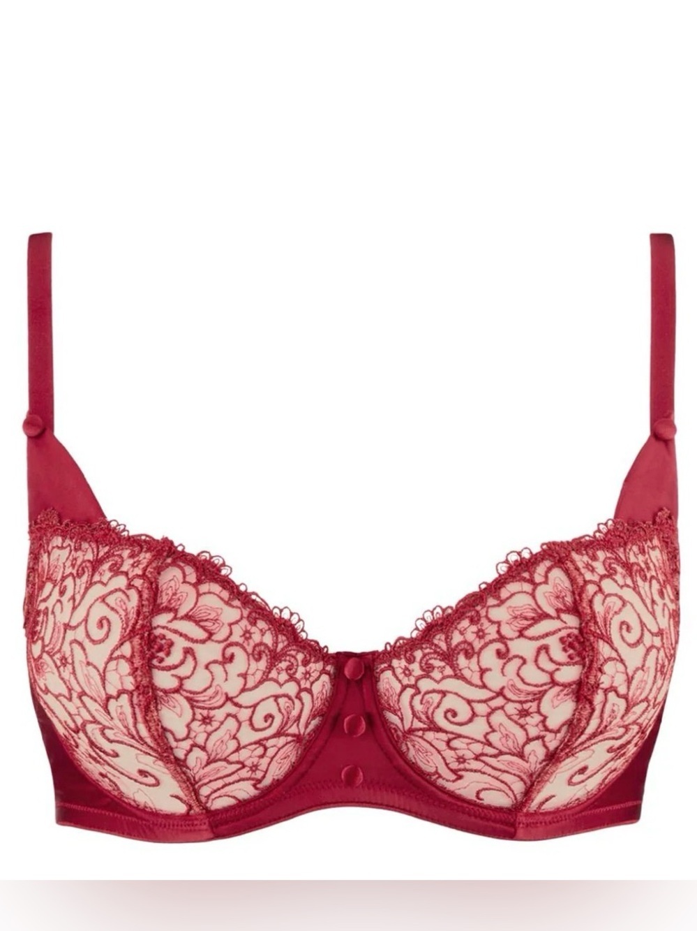 Karl Lagerfeld bra 32c red lace x aubade half cup - Picture 3 of 3